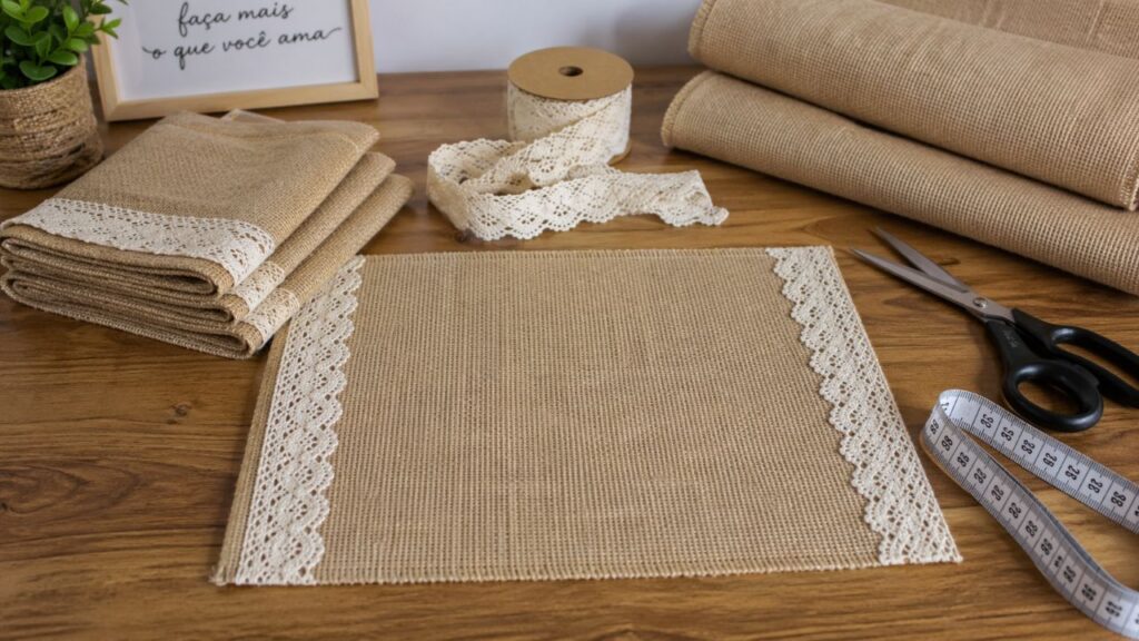 Como fazer um jogo americano de juta com renda para uma mesa rústica e elegante