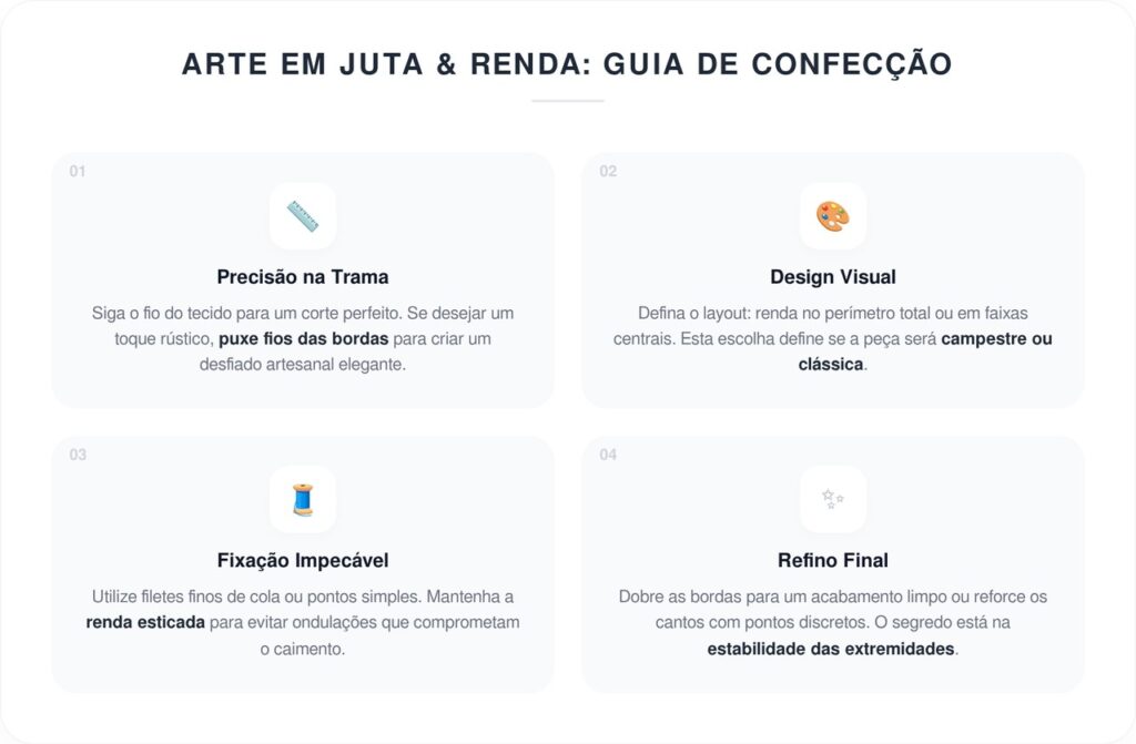 Como fazer um jogo americano de juta com renda para uma mesa rústica e elegante