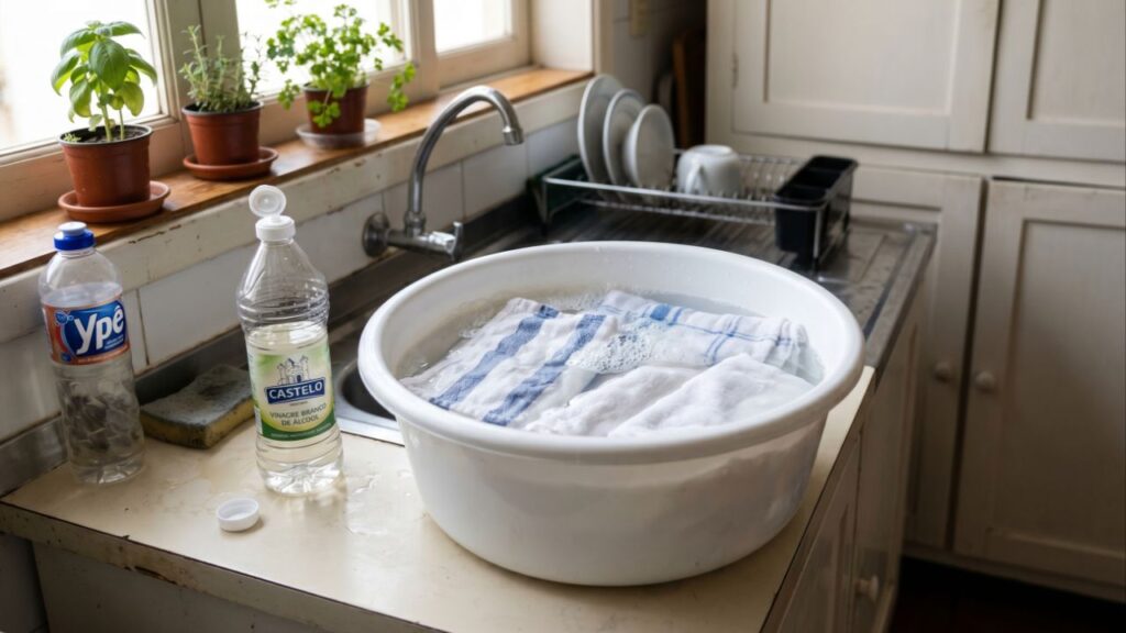Sem sabão em pó nem alvejante: o truque caseiro para clarear panos de prato sem esforço