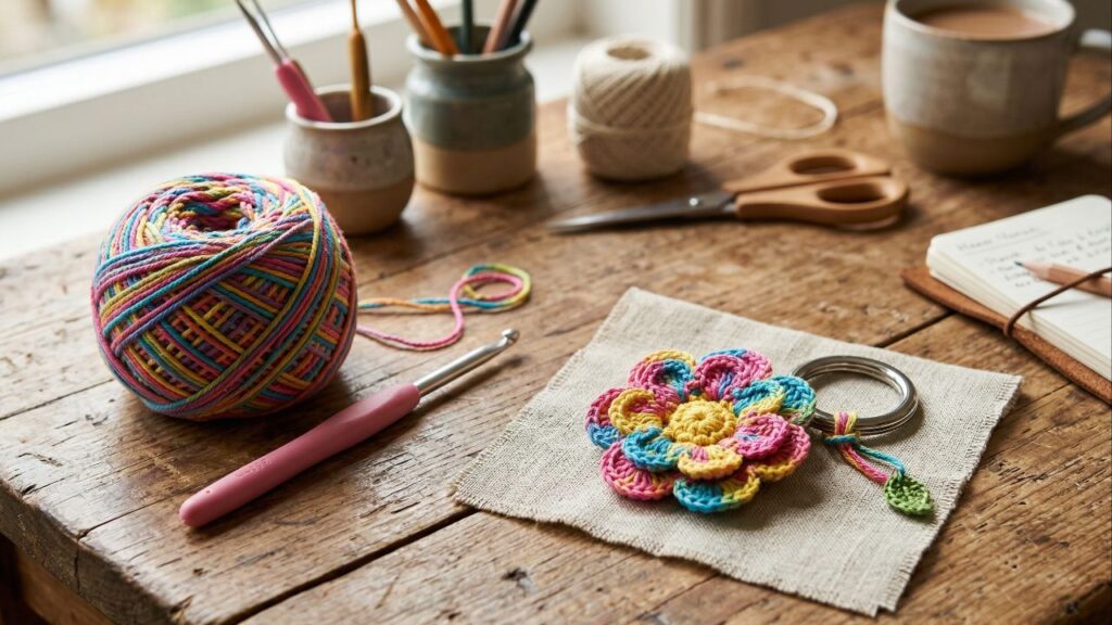 Inspire-se com modelos incríveis de chaveiros de crochê com flores delicadas