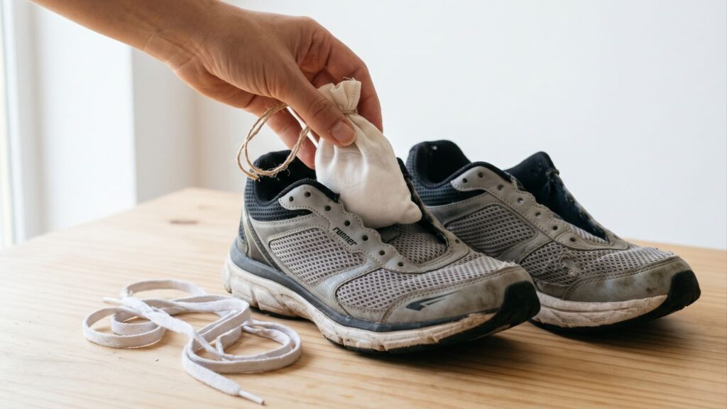 Sem vinagre e sem limão: o truque com bicarbonato que muita gente usa para tirar odor do tênis