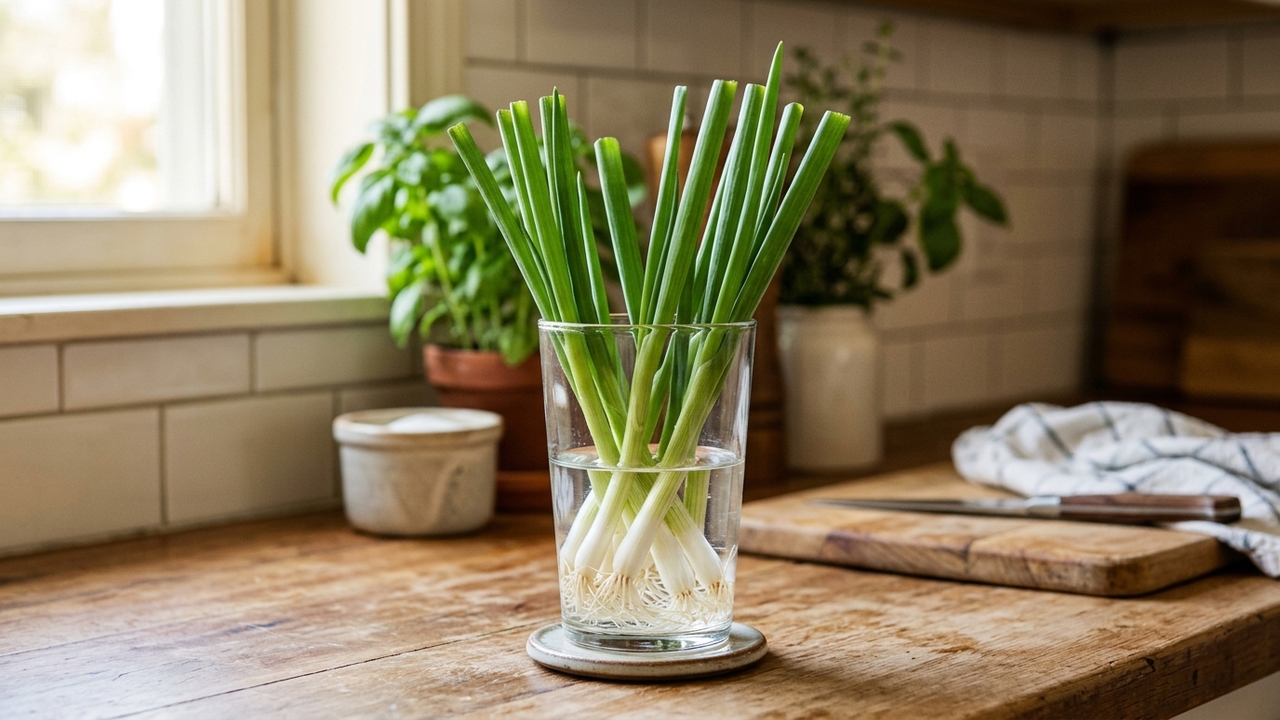 Como plantar cebolinha na água e nunca mais precisar comprar com um método simples que funciona de verdade