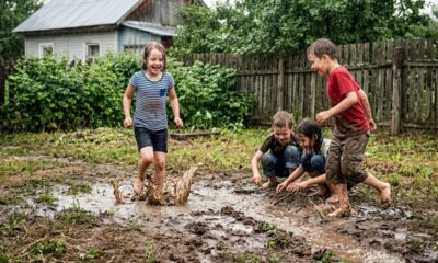 Brincar na chuva sem preocupação era normal em uma infância que hoje parece distante