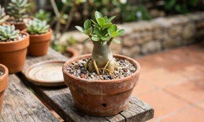 É assim que produtor faz muda de rosa do deserto e consegue plantas mais fortes e bonitas