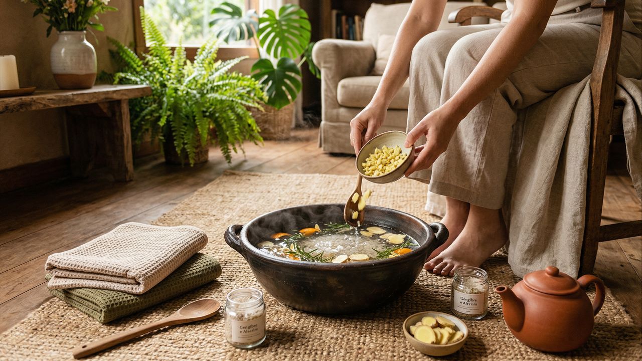 Escalda-pés com gengibre é a solução caseira para idosos com pés gelados
