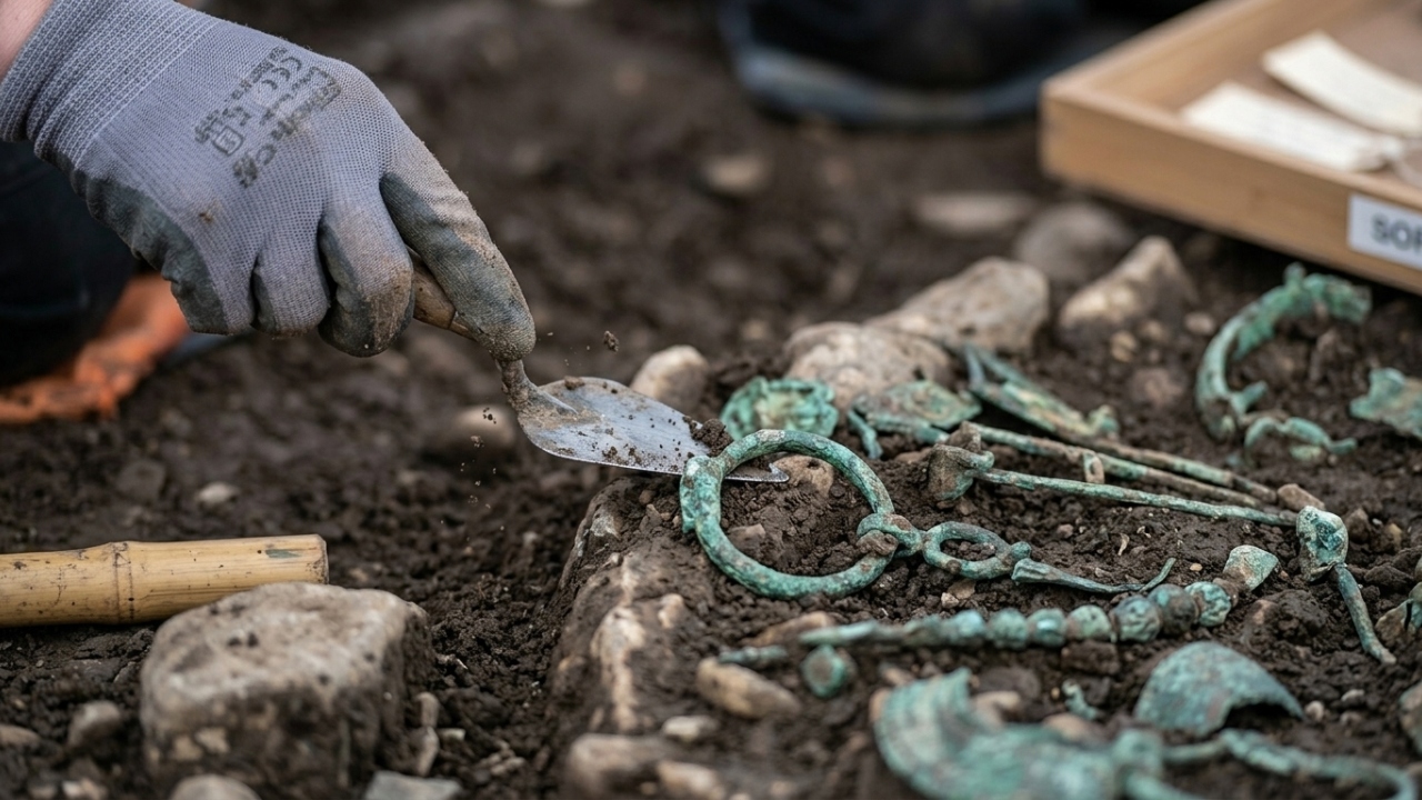 Operários da construção civil estavam instalando uma turbina eólica e encontraram um tesouro de joias da Idade do Bronze