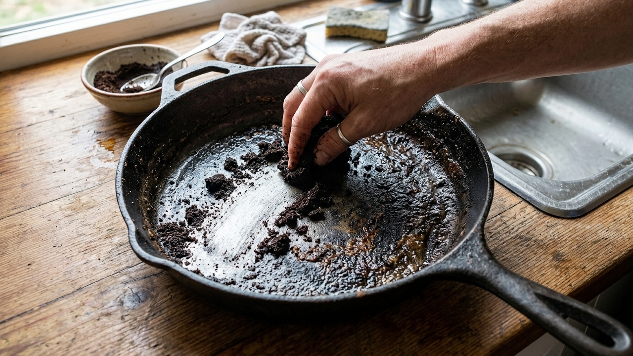 O segredo barato para deixar frigideira mais limpa usando algo que quase todo mundo descarta