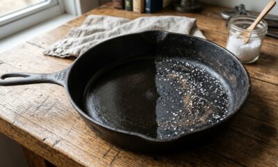 Adeus comida grudando: o método simples com sal e óleo que pode salvar sua frigideira antiga em casa