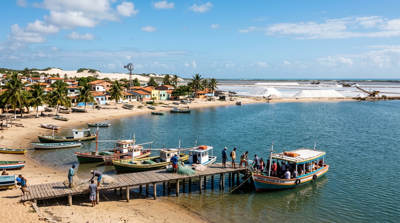 Uma vila onde carros não entram tem dunas de sal brancas como neve e ruas de areia com charretes coloridas