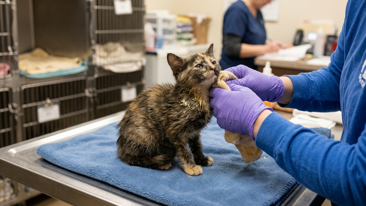 Socorristas se emocionam ao ver a transformação de gatinho coberto de cola