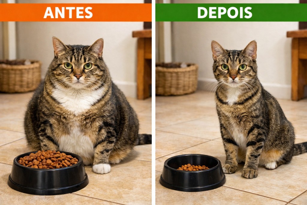 Gatinho de 10 quilos perde 4 quilos graças ao seu amor por comida