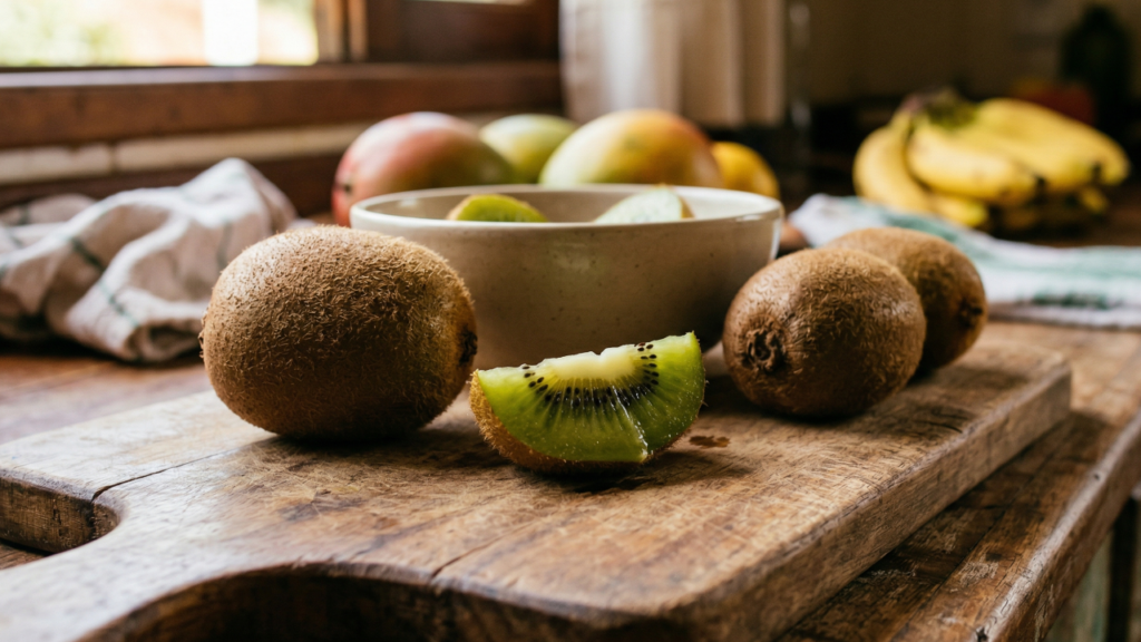 Ri quando vi minha amiga comer kiwi com casca, mas depois descobri por que tanta gente faz isso