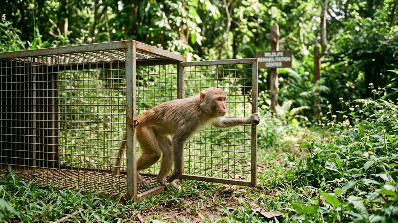 Macaca ameaçada passa anos presa e tem reação emocionante ao ganhar liberdade