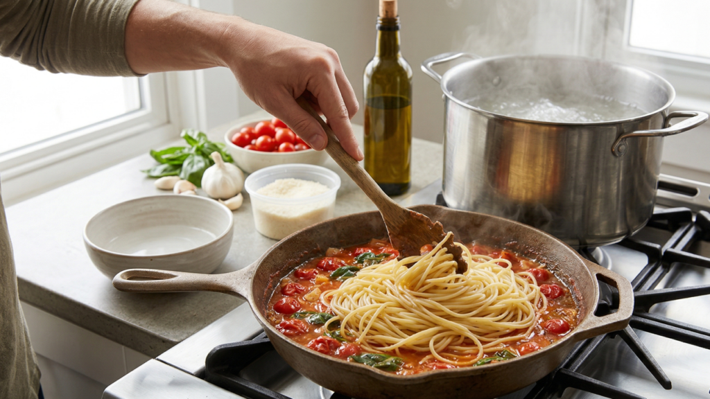 Colocar óleo na água não evita que o macarrão grude e ainda pode estragar o resultado final