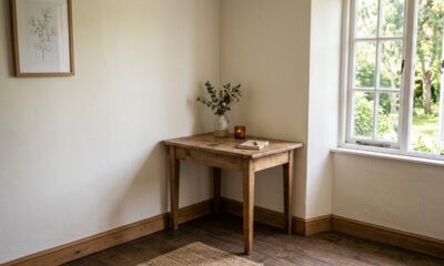 Essa ideia de mesa de madeira simples pode transformar um canto da casa sem exigir muito dinheiro nem experiência