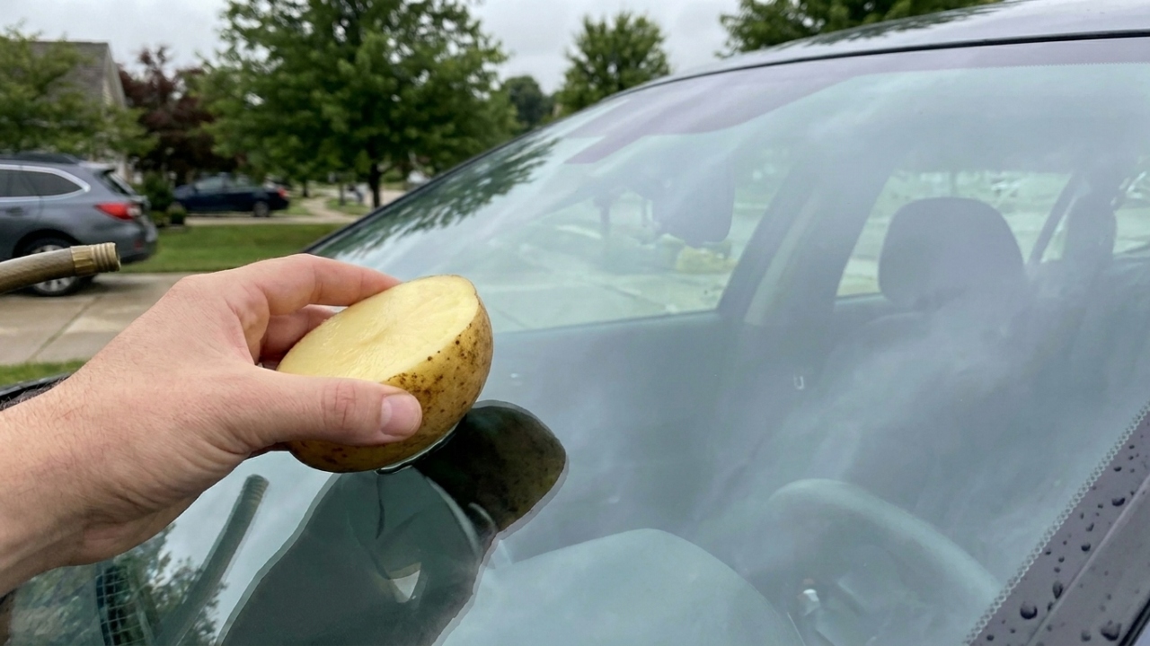 O truque da batata no vidro do carro promete repelir água, mas exige um cuidado importante