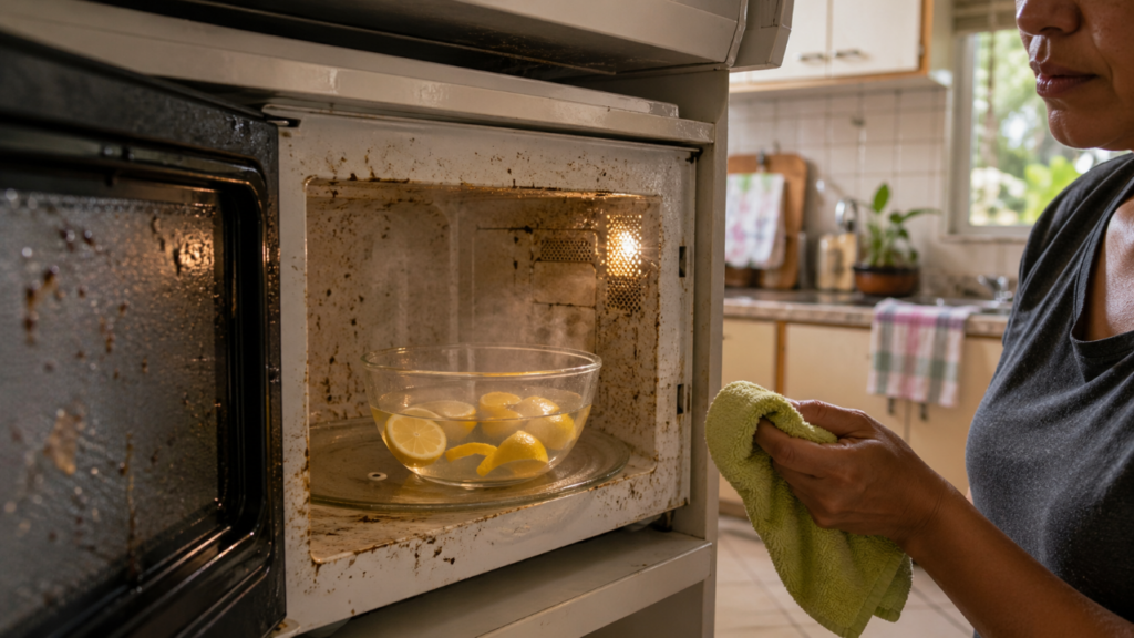 Como deixar o micro-ondas sem gordura e sem cheiro ruim usando apenas um truque simples