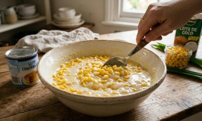 Misture milho verde, leite de coco e leite condensado e faça um curau cremoso para servir bem gelado