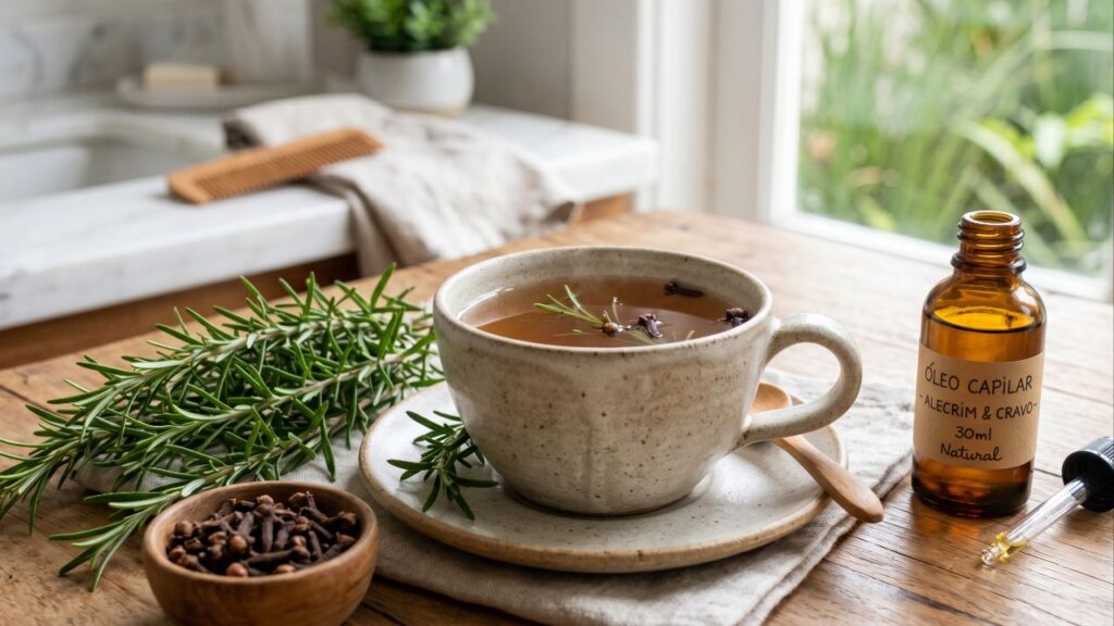 É simples e pode ajudar a reduzir queda de cabelo após os 60: como fazer e usar chá de alecrim com cravo