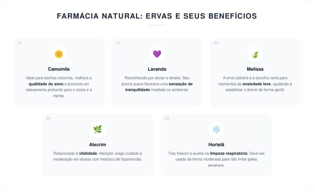 Como o banho aromático com ervas ajuda idosos a alcançarem um relaxamento profundo e real