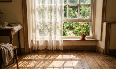 Essa cortina de renda era comum na casa antiga e ajudava a criar um clima de aconchego em casa