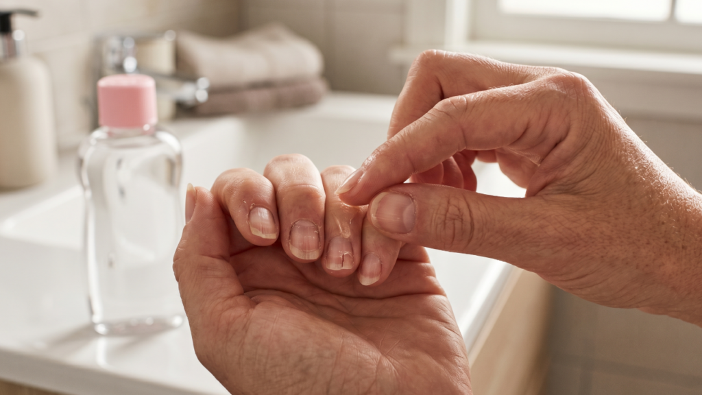 Óleo de bebê nas unhas quebradiças pode ajudar a manter hidratação e aparência mais saudável