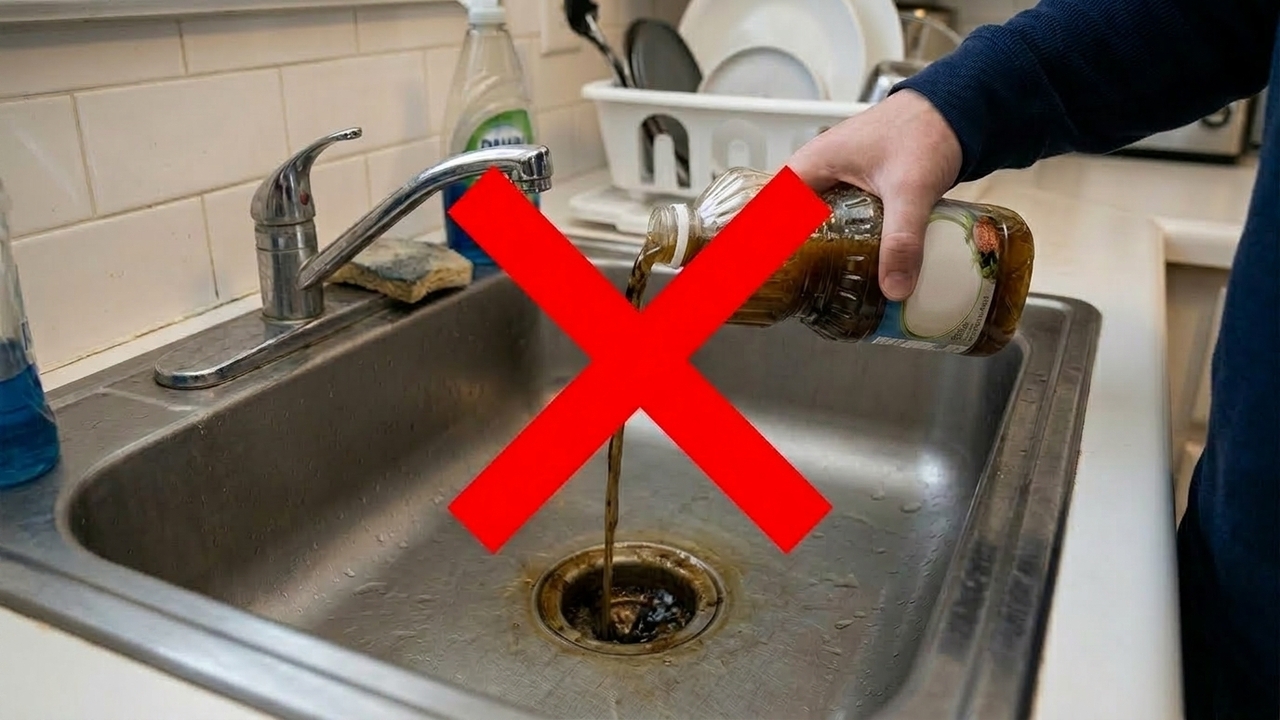 Não despeje óleo na pia: o truque caseiro que o solidifica e não danifica os canos
