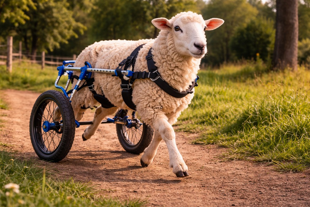 Esta ovelha deficiente tem a própria cadeira de rodas e encantou a internet