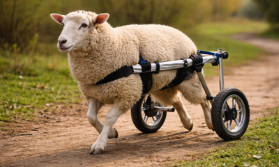 Esta ovelha deficiente tem a própria cadeira de rodas e encantou a internet