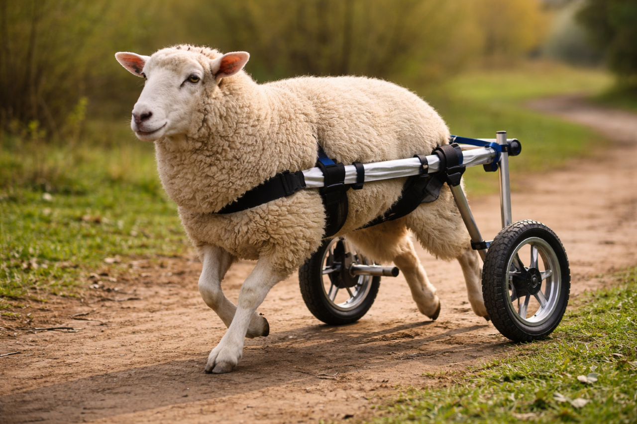 Esta ovelha deficiente tem a própria cadeira de rodas e encantou a internet