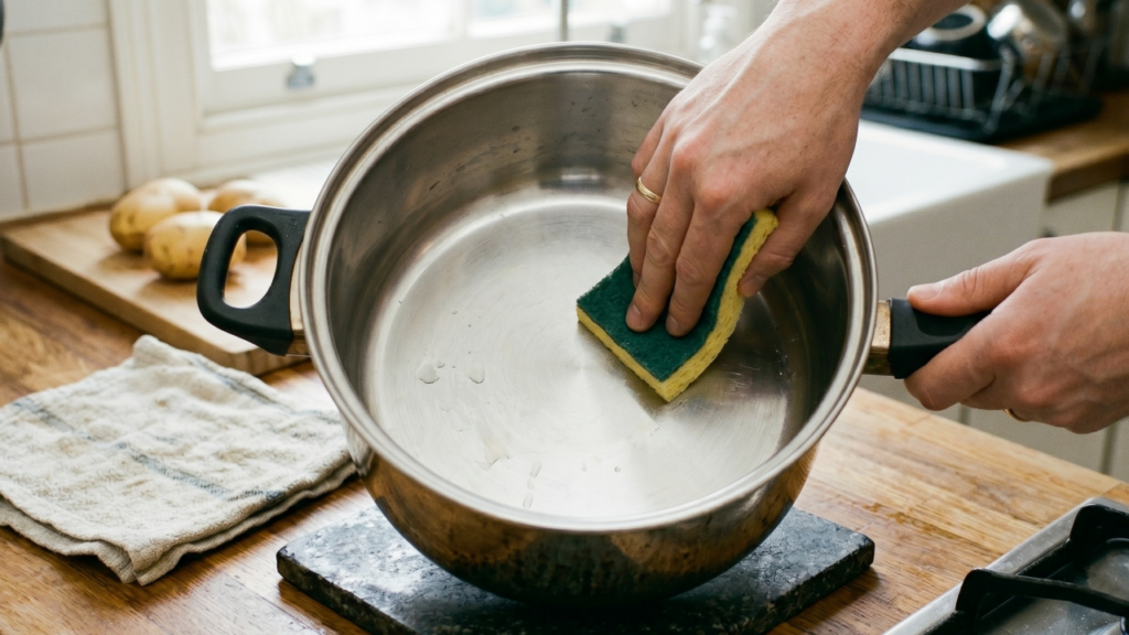 O segredo barato para deixar frigideira mais limpa usando algo que quase todo mundo descarta