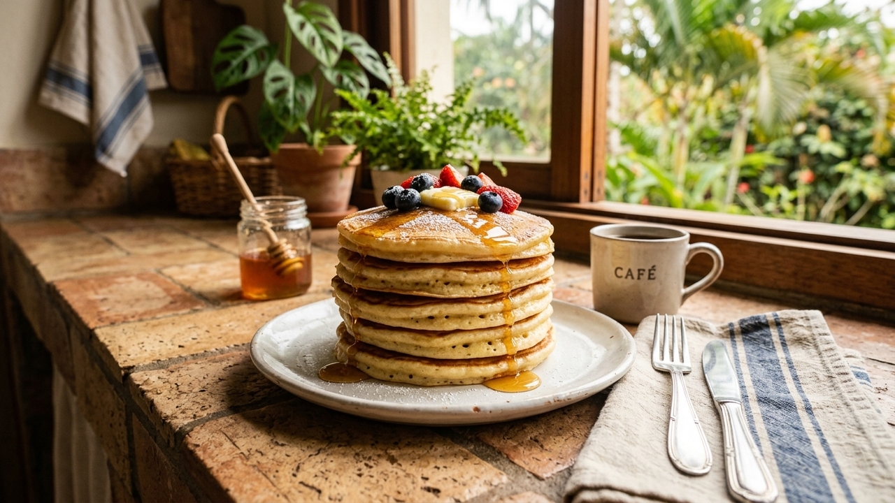 Misture farinha, leite, ovos e sal e faça uma massa de panqueca leve e fácil de trabalhar