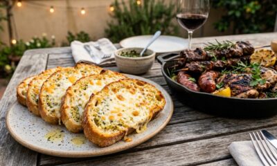Misture maionese, alho, manteiga e queijo e faça um pão de alho caseiro cremoso e delicioso