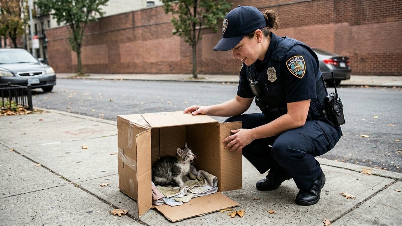 Policial encontra caixa suspeita e resgata animal abandonado