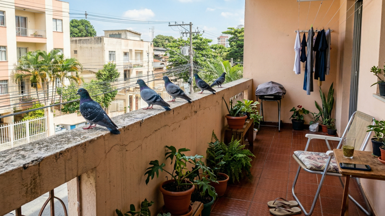 O que realmente ajuda a espantar pombos da varanda sem causar confusão com vizinhos ou condomínio
