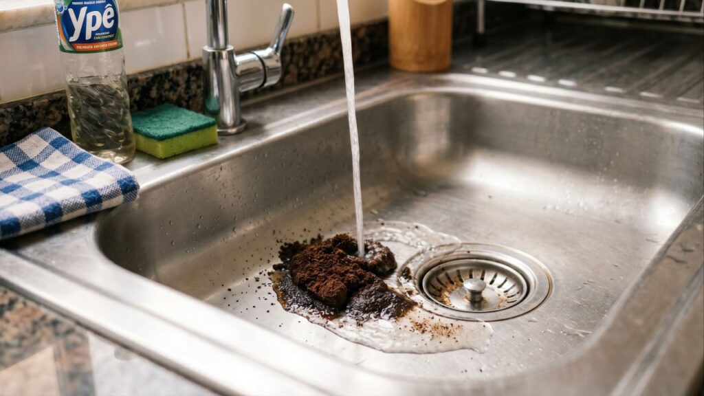 Jogar borra de café usada na pia da cozinha: para que serve e por que é uma boa ideia