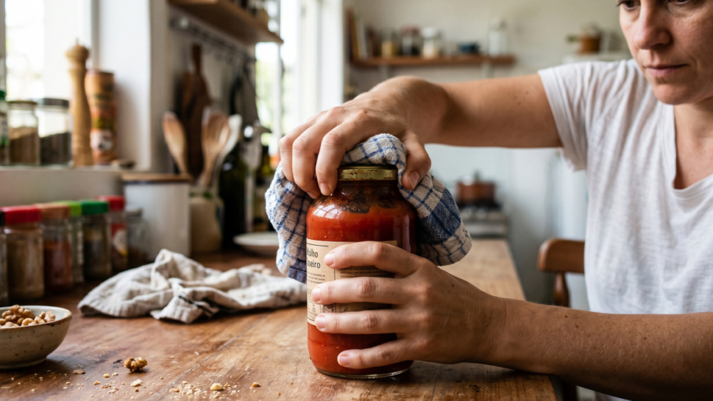Adeus tampa emperrada: como abrir pote de vidro em segundos com itens que você já tem