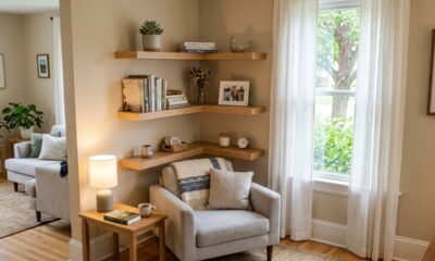 Prateleira de canto ajuda a organizar a casa e valoriza espaços pequenos que ficam sem uso