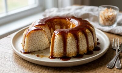Misture tapioca granulada, leite de coco e leite condensado e faça um pudim perfeito em casa