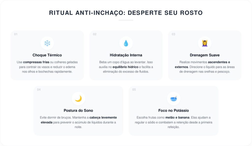 5 hábitos matinais que ajudam a reduzir aparência de rosto inchado