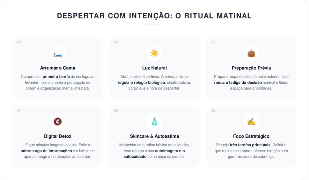 Como criar uma rotina matinal de autocuidado rápida e eficiente antes de sair de casa