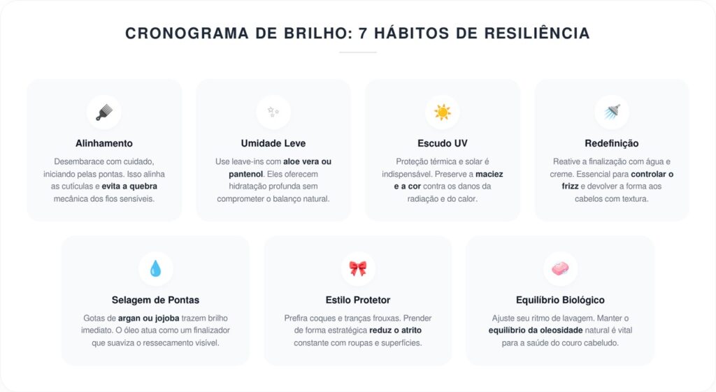 7 práticas matinais que ajudam a reduzir aparência de fios ressecados