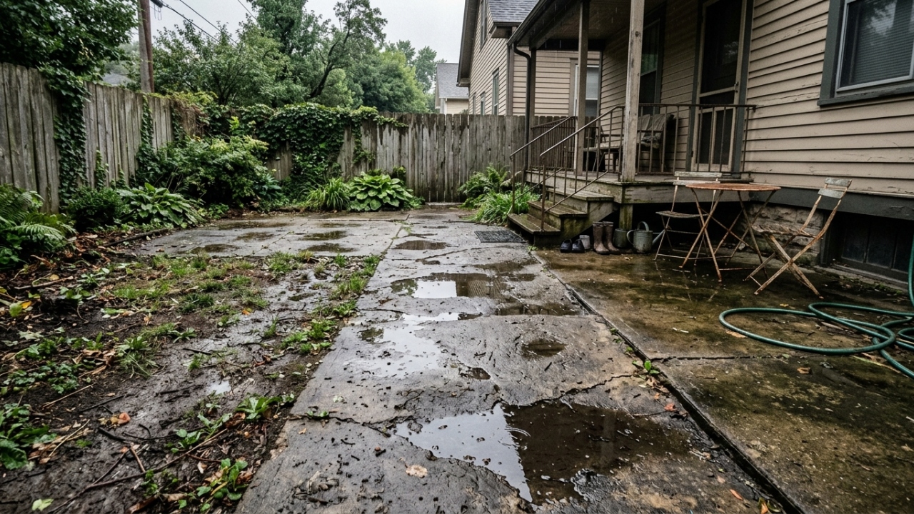 Desnível no quintal pode causar poças, sujeira e problemas de escoamento