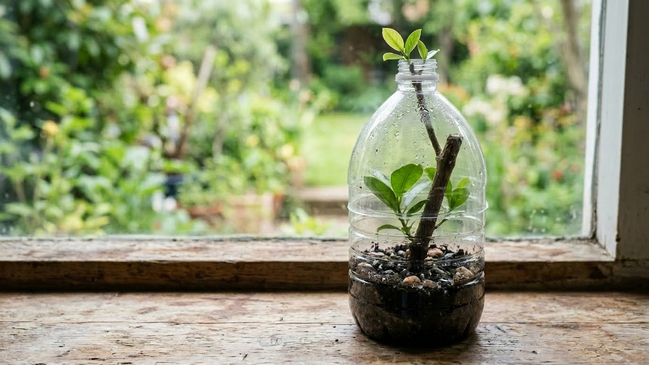 O truque da garrafa PET para enraizar qualquer galho em 7 dias e acelerar suas mudas