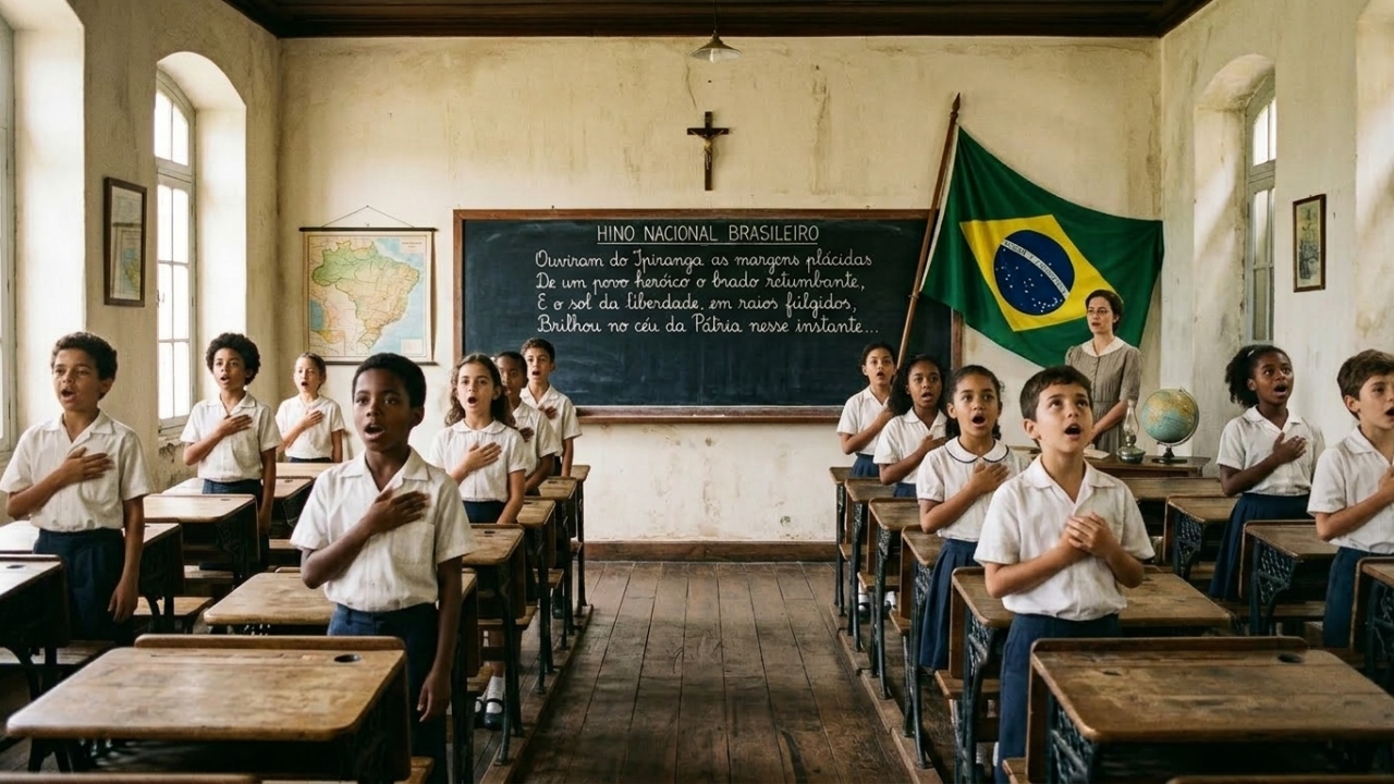 Cantar o hino na sala era uma das coisas da escola antiga que muita gente nunca esqueceu