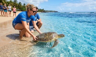 Tartaruga marinha resgatada ganha nova chance e volta a nadar