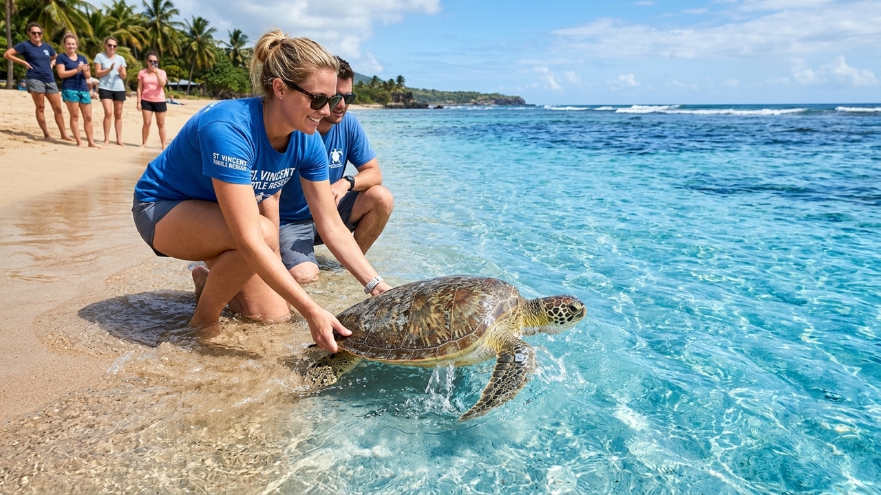 Tartaruga marinha resgatada ganha nova chance e volta a nadar