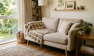 A manta de crochê para sofá que deixa a sala mais aconchegante em poucos minutos