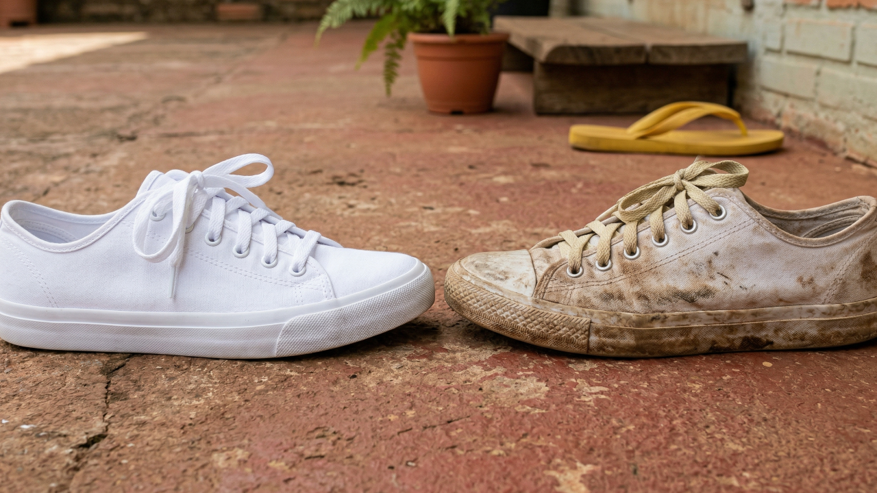 O truque com 2 ingredientes que pode devolver o branco dos tênis sem complicar sua rotina