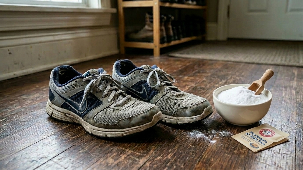 Sem vinagre e sem limão: o truque com bicarbonato que muita gente usa para tirar odor do tênis
